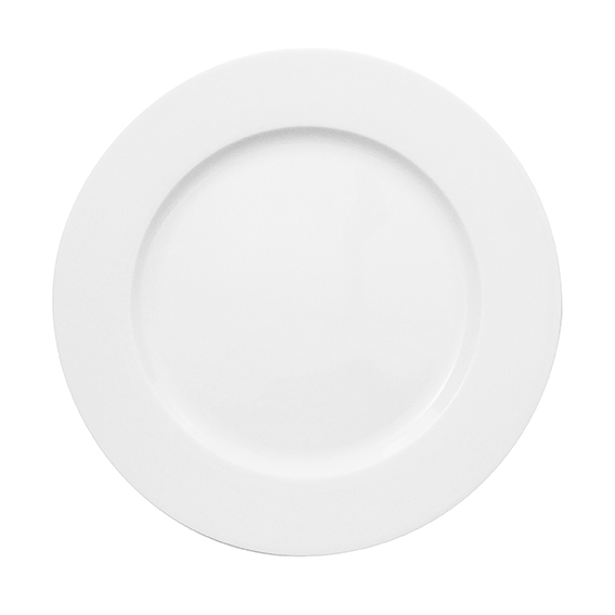 Teller flach 28 cm - Form: Primavera - weiss -, aus Porzellan. Hersteller: Eschenbach. "Made in, Germany".