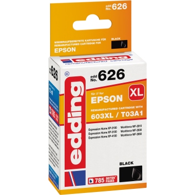 edding Tintenpatrone Epson 603XL ca. 785 Seiten kein Originalzubehör schwarz 12ml