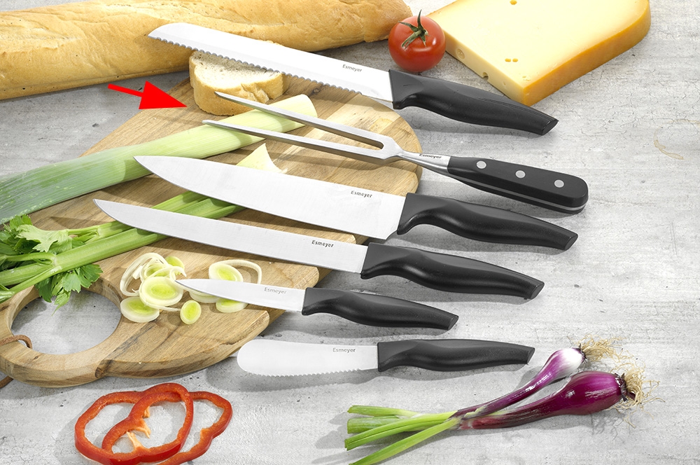 Tranchiergabel MOON aus Edelstahl mit durchgehendem Erl, Griff aus schwarzem POM-Kunststoff,