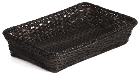 GN 1/1 Korb 53 x 32,5 cm, H: 10 cm Polypropylen, schwarz / braun mit Edelstahldraht im Rand -PROFI LINE- spülmaschinengeeignet