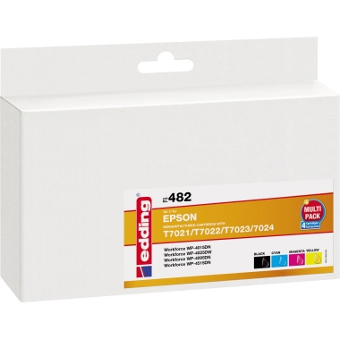 edding Tintenpatrone Epson T7021XL/T7022XL/T7023XL/T7024XL EDD-482 schwarz, mehrfarbig 4 St./Pack, Verwendung für