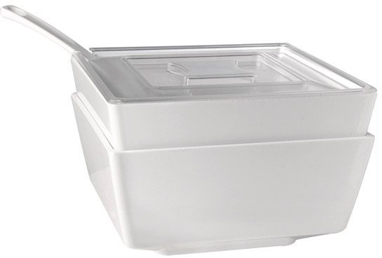 Schale -FLOAT- 19 x 19 cm, H: 9,5 cm Melamin, weiß, 1,9 L spülmaschinengeeignet stapelbar nicht mikrowellengeeignet keine