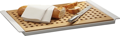 Brotschneidebrett -BROTSTATION 52 x 34 cm, H: 2 cm Buchen-Holz nicht spülmaschinengeeignet stapelbar Farbe: Braun