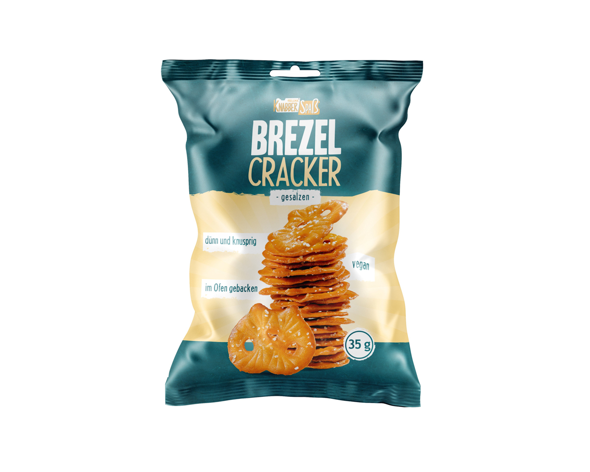 HELLMA Brezel Cracker, gebackene Cracker in Brezelform, Inhalt: 28 Tütchen á 35g. Vegan