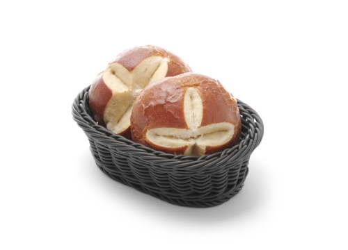 Brotkorb oval, 190x120x60 mm, schwarz, aus Polypropylen und verstärkt durch einen Stahlrahmen