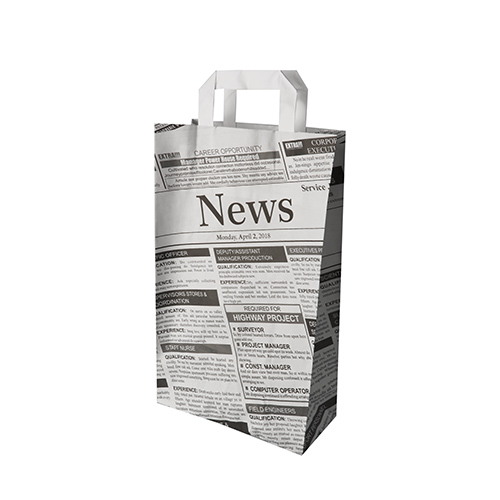 50 Tragetaschen, Papier 36 cm x 22 cm x 10 cm "Newsprint" mit Tragegriff von PAPSTAR