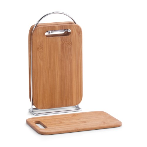 Zeller Brettchenständer, 5-tlg., Bamboo/Metall verchromt