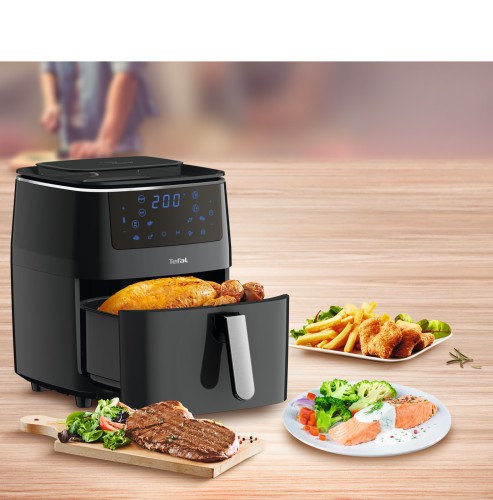 Easy Fry Grill & Steam, 3-in-1, Gesundes Kochen, Heißluftfritteuse + Grill + Dampfgarer, 7 Automatische Programme, Einstellbare Temperatur,
