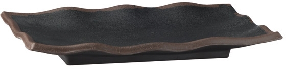 Tablett -MARONE- 27,5 x 11 cm, H: 2 cm Melamin, schwarz mit braunem Rand spülmaschinengeeignet stapelbar nicht