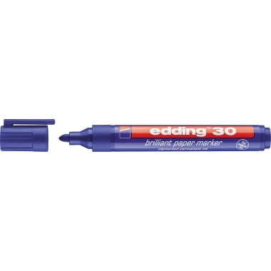 edding Pigmentmarker 30 brilliant paper marker 1,5-3mm blau Rundspitze nachfüllbar