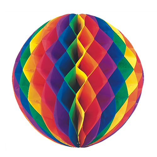Wabenball Ø 60 cm "Rainbow" schwer entflammbar von PAPSTAR