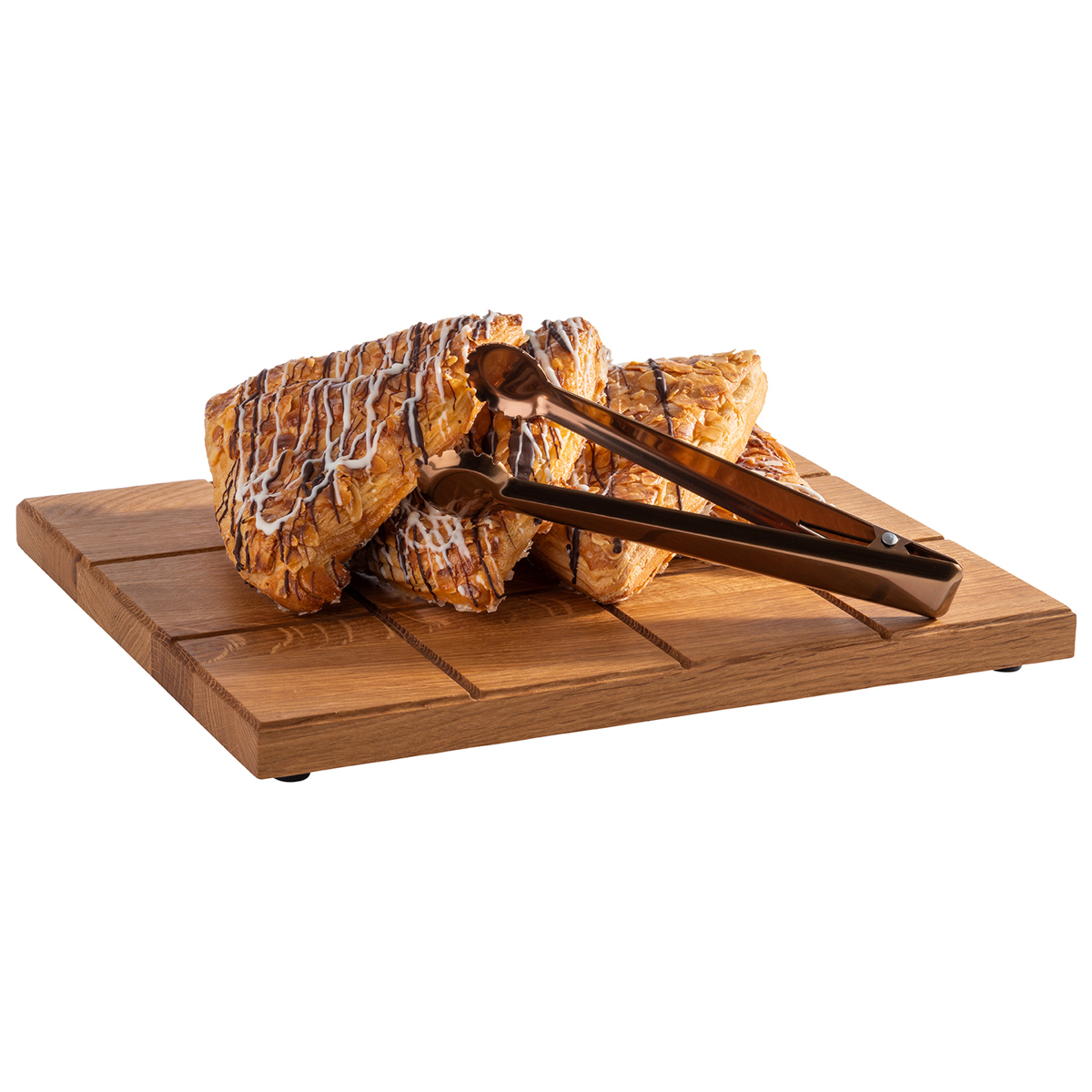 GN 1/2 Buffetbrett -SQUARE-, 32,5 x 26,5 cm, H: 2,5 cm, Eichenholz, geölt, mit Antirutsch-Füßchen