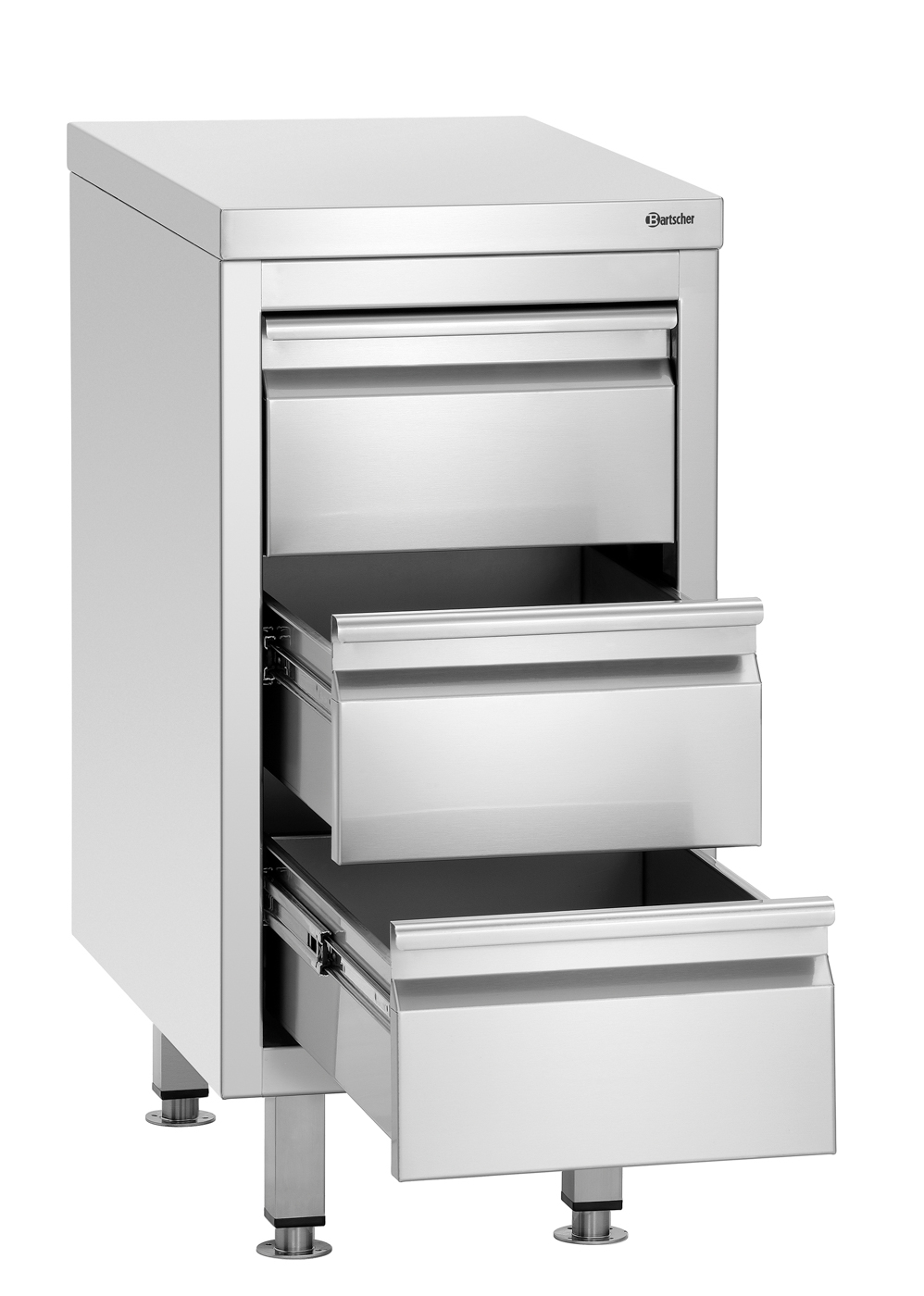 Bartscher Schubladenschrank 700S3 |Eigenschaften: Voll ausziehbar | Maße: 40 x 70 x85,0 cm. Gewicht: 36,8 kg