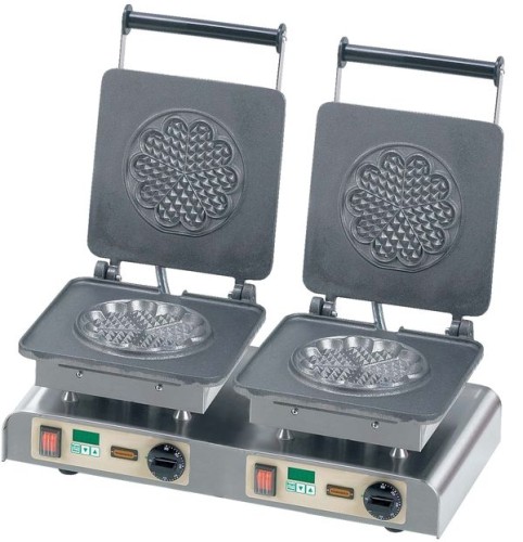 NEUMÄRKER Waffeleisen Herz Klein II mit 2 Digitaltimern, Backplatten Grauguss 610x340x250 mm
