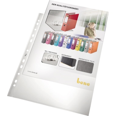 Bene Prospekthülle DIN A4 0,10mm Polypropylen transparent 25 St./Pack., Verwendung für Papierformat: DIN A4, oben