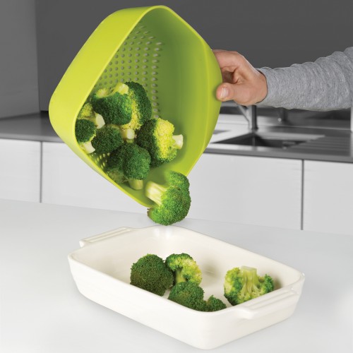 Joseph Joseph Square Colander - Eckiger Durschlag mit Abgießkanten - grün