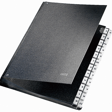 Leitz Pultordner DIN A4 A-Z Graupappe, Polypropylen kaschiert schwarz 24 Fächer