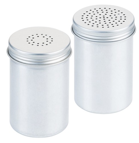 Salz-/Pfefferstreuer (hier: Pfefferstreuer) mit 1 mm-Lochung mit Schraubkappe, aus matt gebeiztem Aluminium