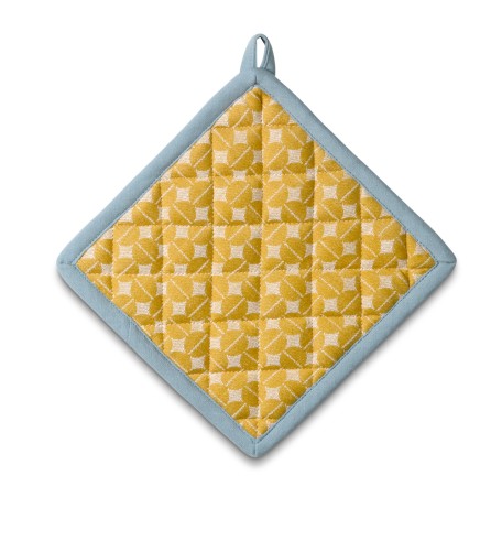 Kela Topflappen Svea aus 100% Baumwolle, currygelb/frostblau, ca. 200mm x 200mm (L x B)