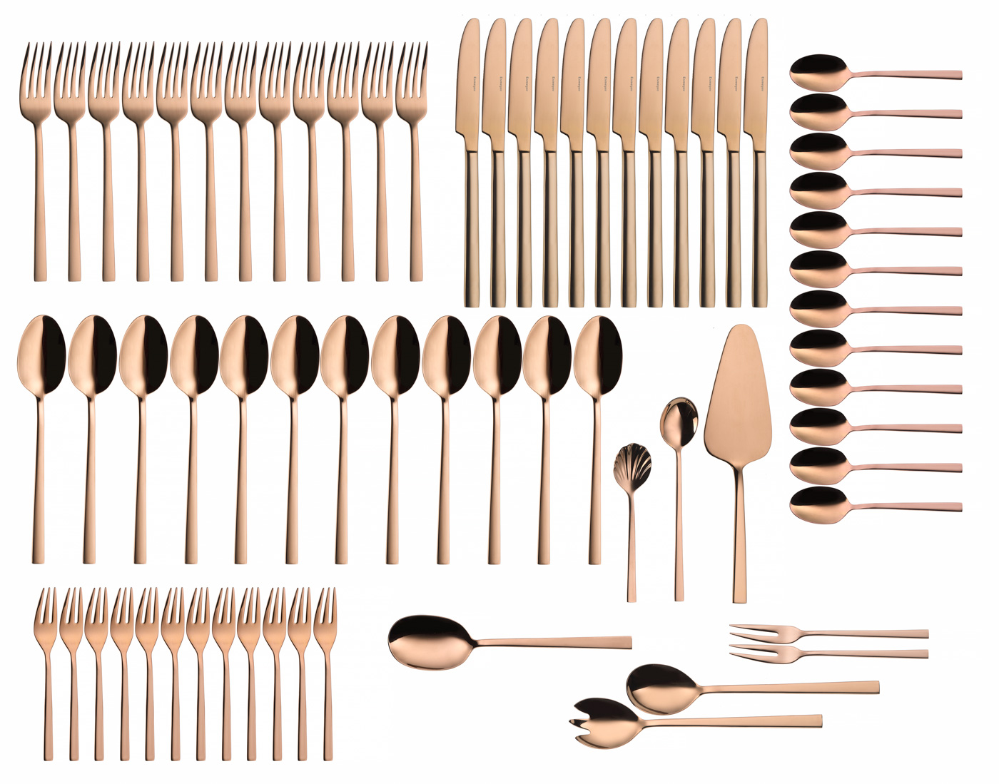 68-teiliges Besteck MELINA, Edelstahl, mit PVD-Beschichtung Farbe Kupfer.