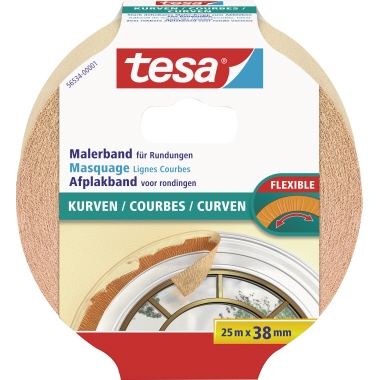tesa® Kreppband KURVEN Innenbereich 38 mm x 25 m (B x L) beige