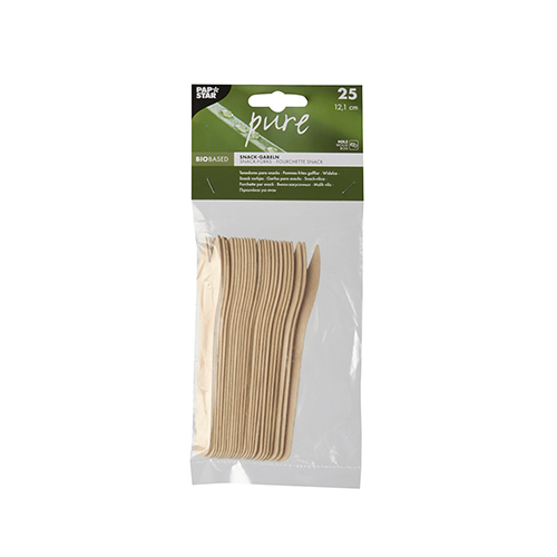 25 Snack-Gabeln, Holz "pure" 12,1 cm von PAPSTAR