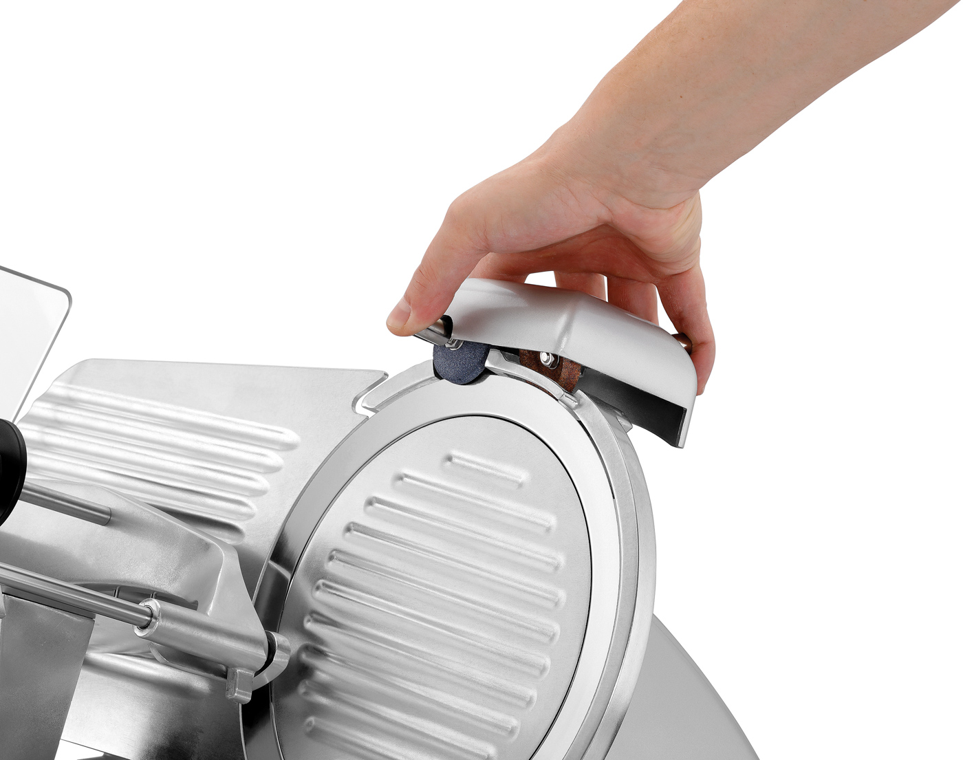 Bartscher Aufschnittmaschine 250 Plus |Ausführung Schlitten: Abnehmbar ,2 Griffe | Maße:43,5 x 51 x 38,5 cm. Gewicht: 14,8 kg