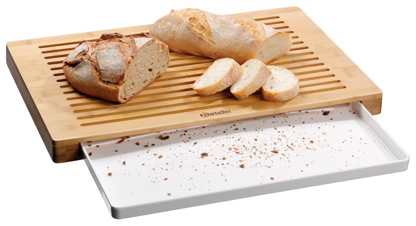 Bartscher Brot-Schneidebrett KSM600 | Eigenschaften: Krümelschale, Melamin | Maße: 60 x 40 x 43 cm. Gewicht: 3,2 kg