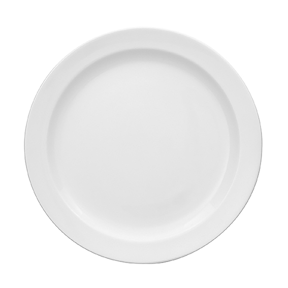 Teller flach (breite Fahne) 30 cm - Form: System - weiss - aus Porzellan. Hersteller: Eschenbach.