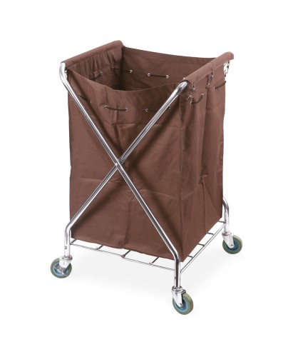 Wäschewagen. Chromnickelstahl. 4 schwenkbare Rollen Ø 10 cm, davon 2 mit Feststeller,