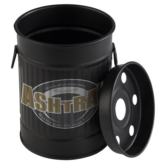 APS Windaschenbecher -SMOKY-, Ø 8,5 cm, H: 11,5 cm, Metall, verzinkt, schwarz, mit abnehmbarem Deckel
