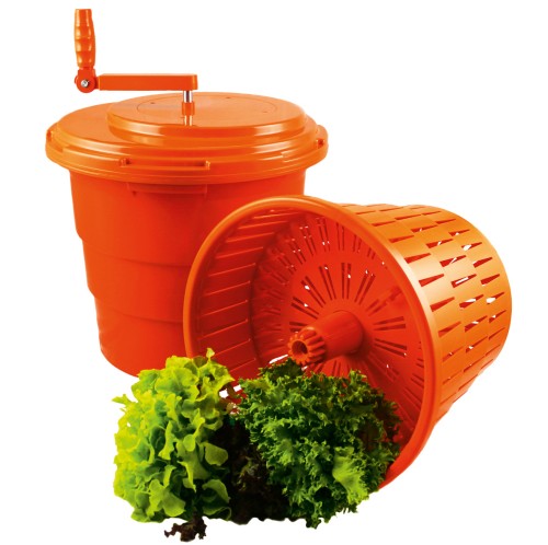 Salatschleuder. zwei Einsätze. Polypropylen/Deckel aus ABS. mit 6 rutschhemmenden Füßen,