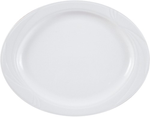 Arcadia Platte oval flach, 37cm, weiß Made in Europe