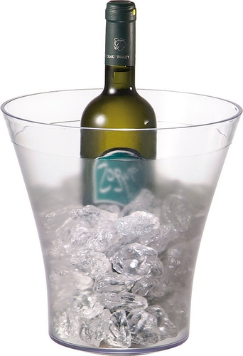 Wein- / Sektkühler Ø (oben) 22 cm, H: 23 cm SAN, transparent gefrostet glasklarer Rand Fuß Ø: 14 cm 4 Liter
