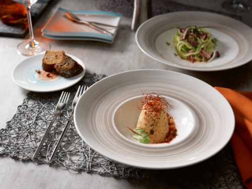 Villeroy & Boch Coupeteller flach, 16 cm Durchmesser, Serie Amarah Red Sun