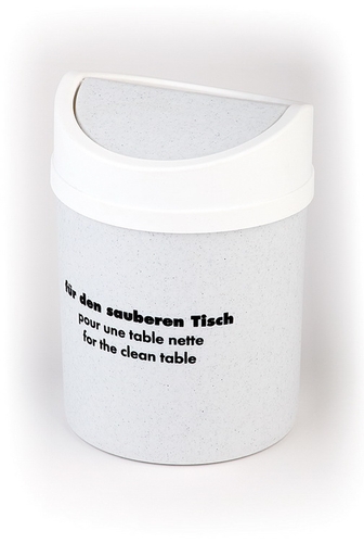 Tischeimer Ø 12 cm, H: 18 cm SAN, weiß / Granit mit abnehmbarer Schwingdeckel spülmaschinengeeignet stapelbar Farbe: Weiß