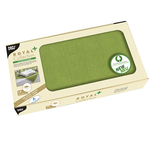 PAPSTAR 12 Mitteldecken, stoffähnlich, PV-Tissue "ROYAL Collection Plus" 80 cm x 80 cm olivgrün