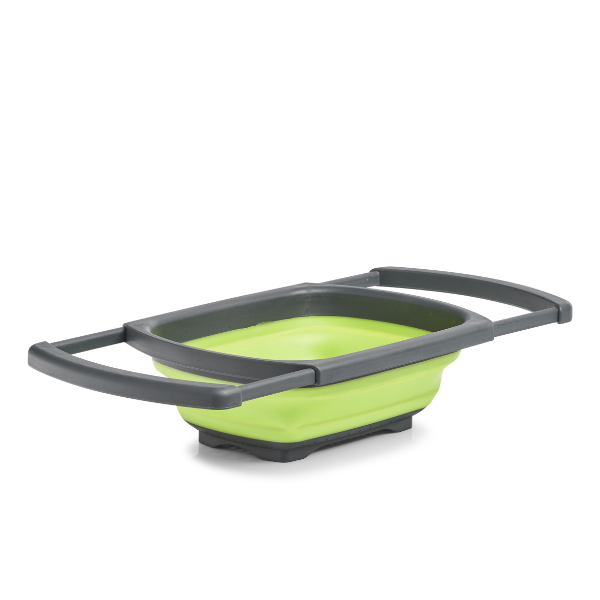 Falt-Sieb, PP/TPR, 44/68x29,8x5,2/13,1 cm. Farbe: anthrazit/grün. Dieses Multitalent findet auch in der kleinsten Küche Platz! Der praktische