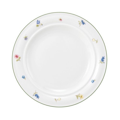 Seltmann Teller flach 20 cm Fahne, rund, Form: Community, Dekor: 57389 Streublume grüne Linie, hohe Kantenschlagfestigkeit, Made in Germany