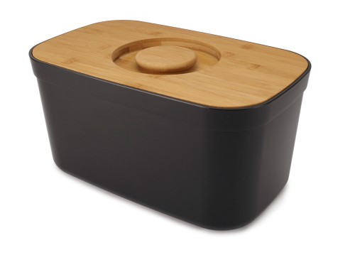 Joseph Joseph Bread Bin - Brotkasten mit integriertem Schneidebrett - schwarz
