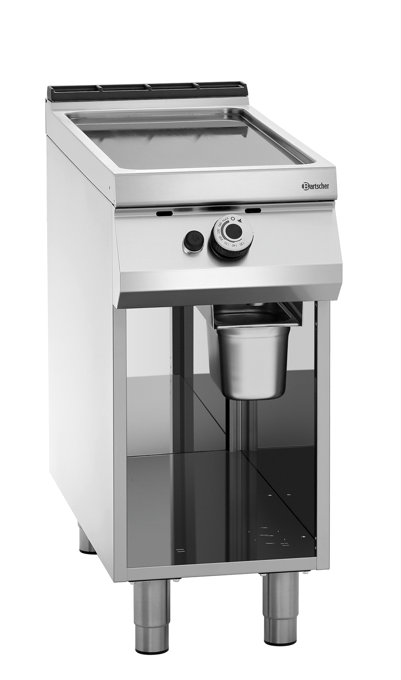 Bartscher Gas-Griddleplatte, glatt, OU |Höhenverstellbar bis: 950 mm | Maße: 40 x 90 x90,0 cm. Gewicht: 63,8 kg