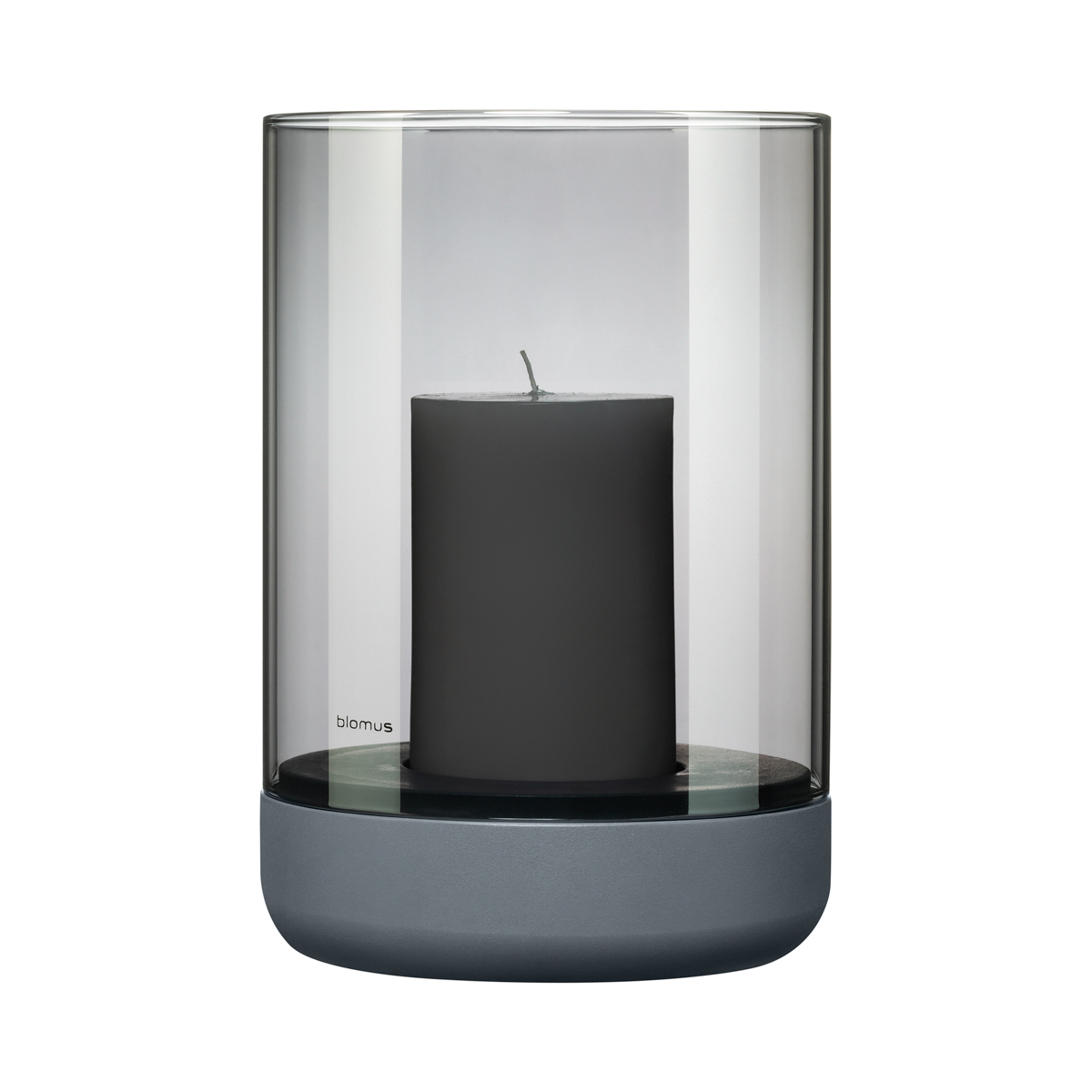 Windlicht -CALMA- Steel Gray & Smoke Size L, Ø 15 cm. Material: Beton, Glas farbig. Von Blomus.