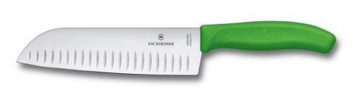 Victorinox SwissClassic, Santokumesser, Kullenschliff, 17 cm, grün, Blister