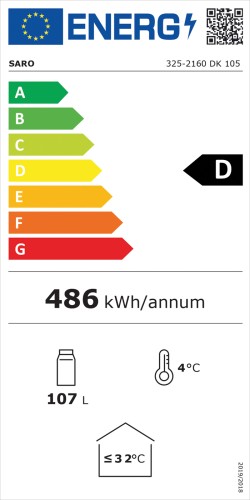 SARO Getränkekühlschrank mit Werbetafel - schmal, Modell DK 105 - Material: (Gehäuse und Innenraum) PCM beschichtet schwarz - Tür