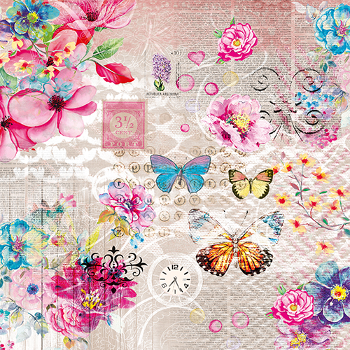 20 Servietten, 3-lagig 1/4-Falz 33 cm x 33 cm "Nora" von PAPSTAR