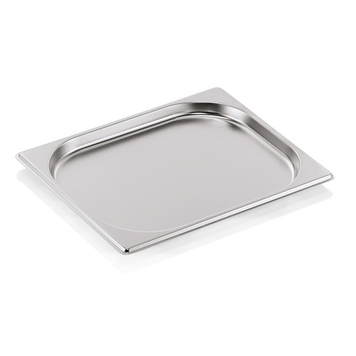 GN 1/2 Behälter, Materialstärke 0,6 mm. Material: Chromnickelstahl. Serie: GN 70. Inhalt in Litern: 1,25. Maße: Höhe: 20 mm