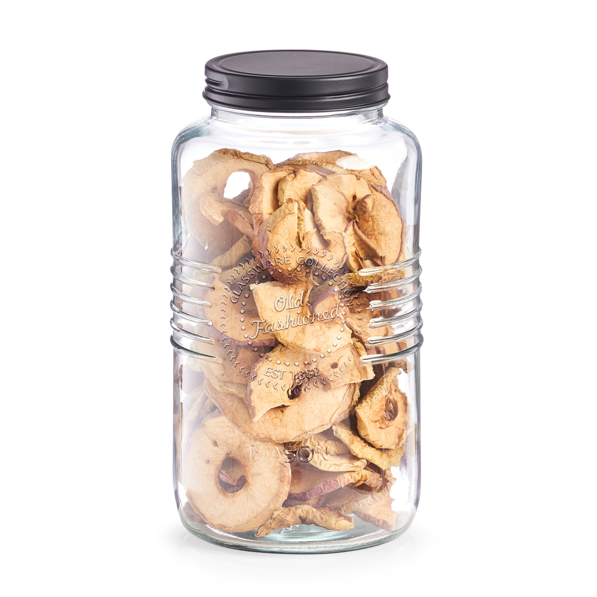 Vorratsglas, Glas; Metall, Ø12x23 cm. Farbe: schwarz. Fassungsvermögen: 2000 ml. Machen Sie mit dem liebevoll designten Vorratsglas der Old