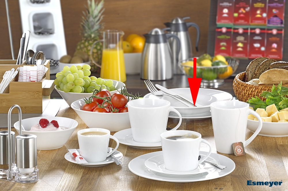 Suppenteller ISTA, Durchm. 22,5cm, von caterado, aus weißem Porzellan. Made in Europe. Höhe 3,5 cm.