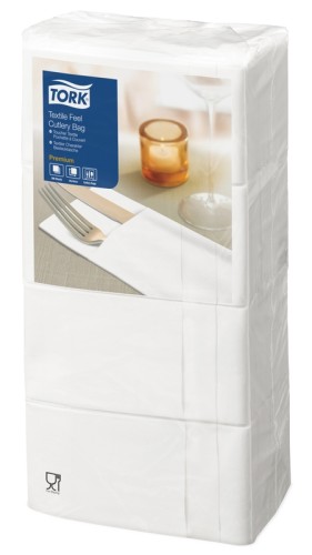 Tork Textile Feel Bestecktasche Weiß Premium Weiß