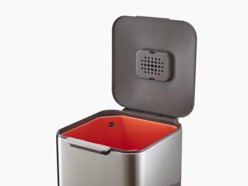 Joseph Joseph IntelligentWaste Totem Compact 40 - Abfallbehälter mit separater Recycling-Einheit, 40 Liter - Edelstahl
